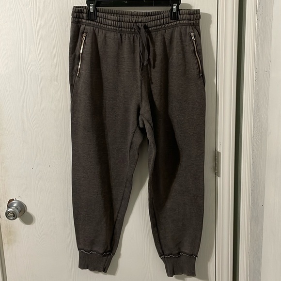aerie Pants - Aerie Gray Joggers With Zipper Pockets & Elastic Drawstring Waistband Size Large